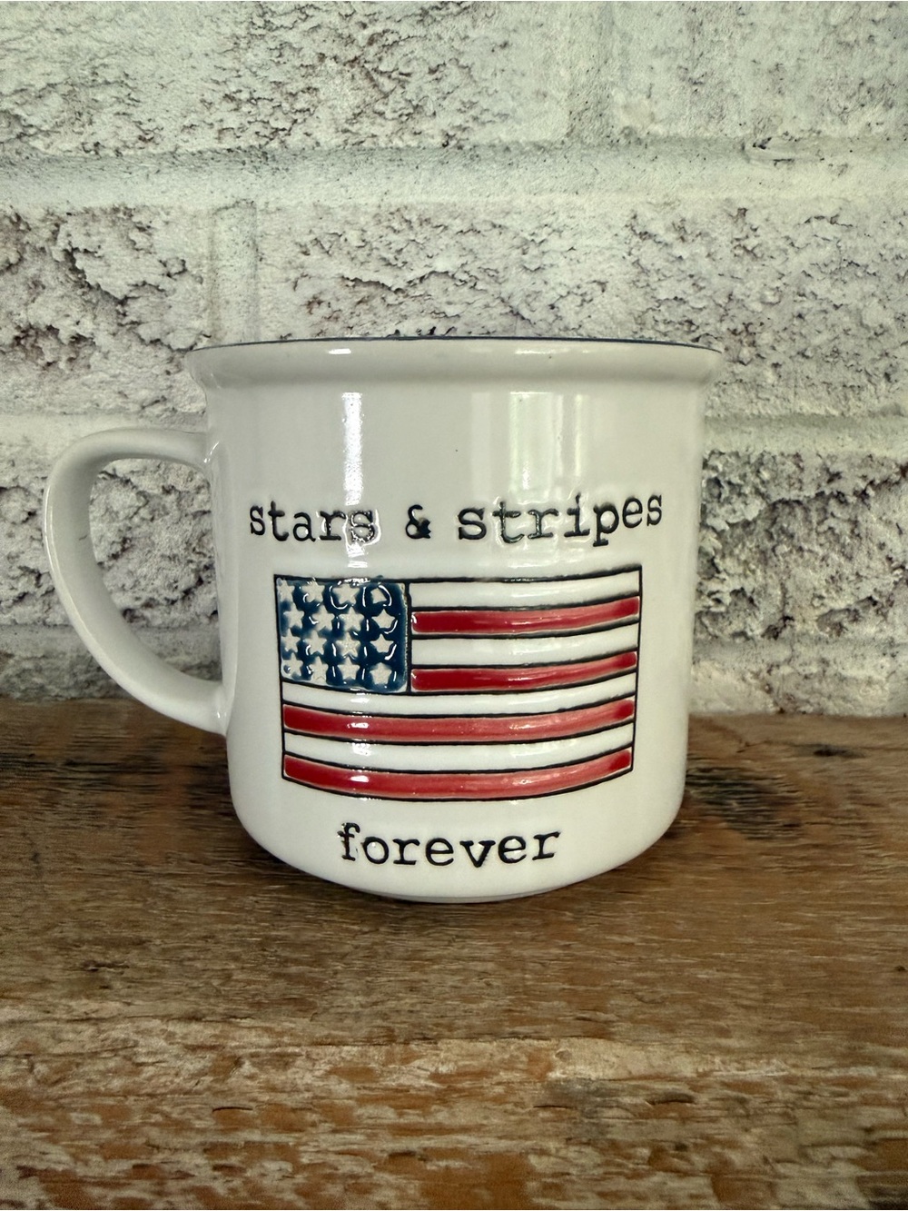 Stars & Stripes Forever White Ceramic Flag Mug